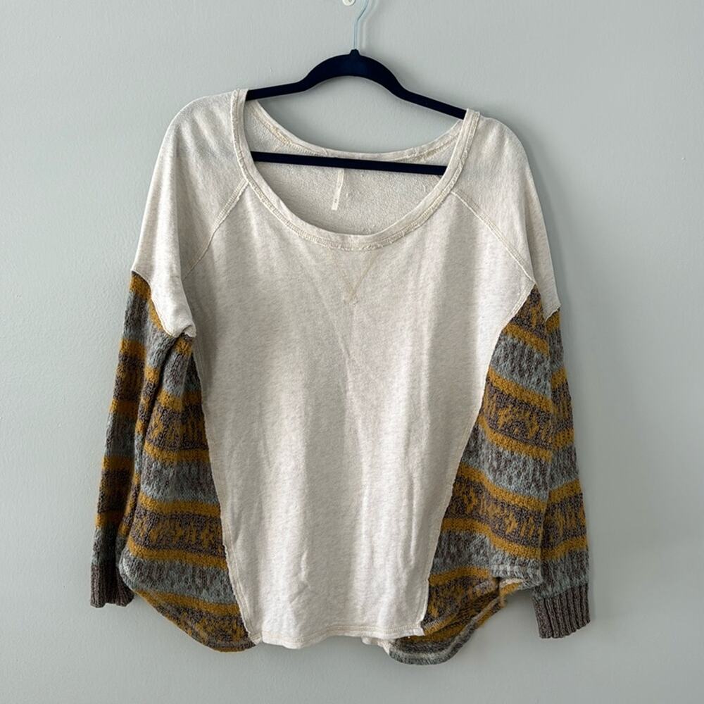 Free People Beautiful Sinner Pullover Sweater Long Sleeve Ivory Wool Boho Medium